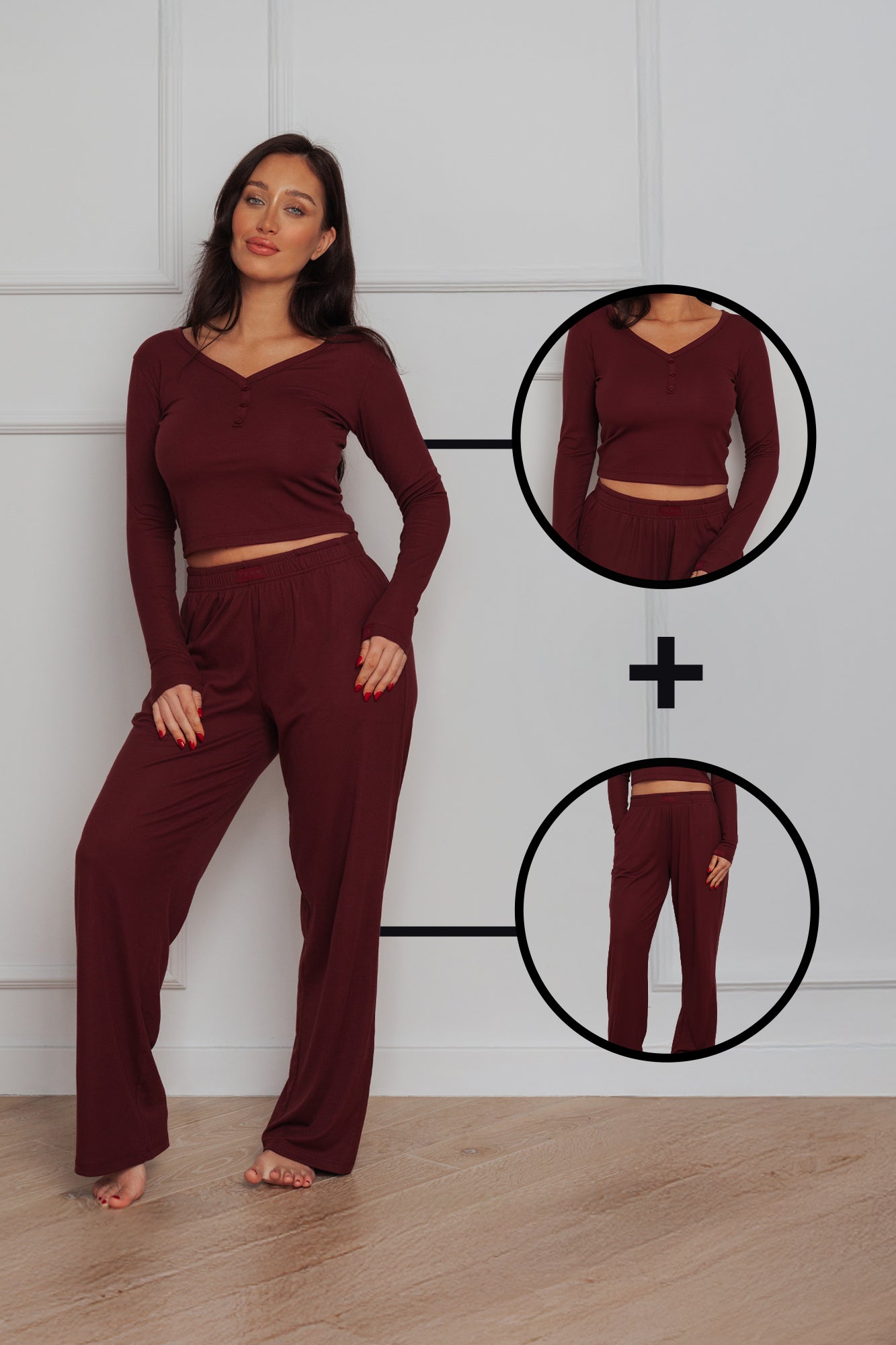 EASE PYJAMA BUNDLE - BURGUNDY (2-PIECE)