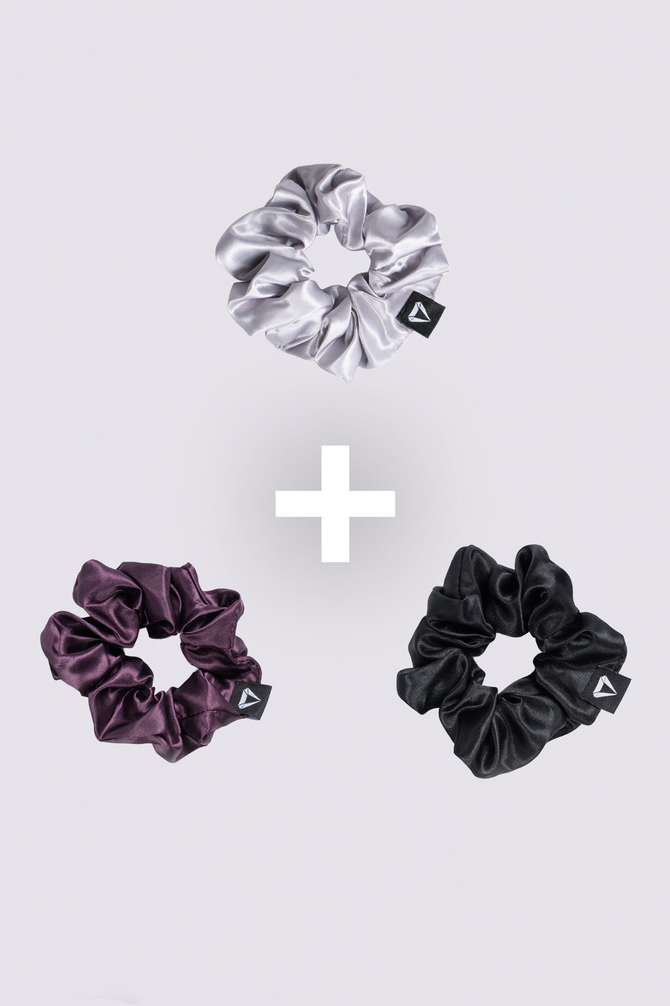 ESSENTIALS SCRUNCHIE - BLACK & BURGUNDY & STONE (3-PIECE)