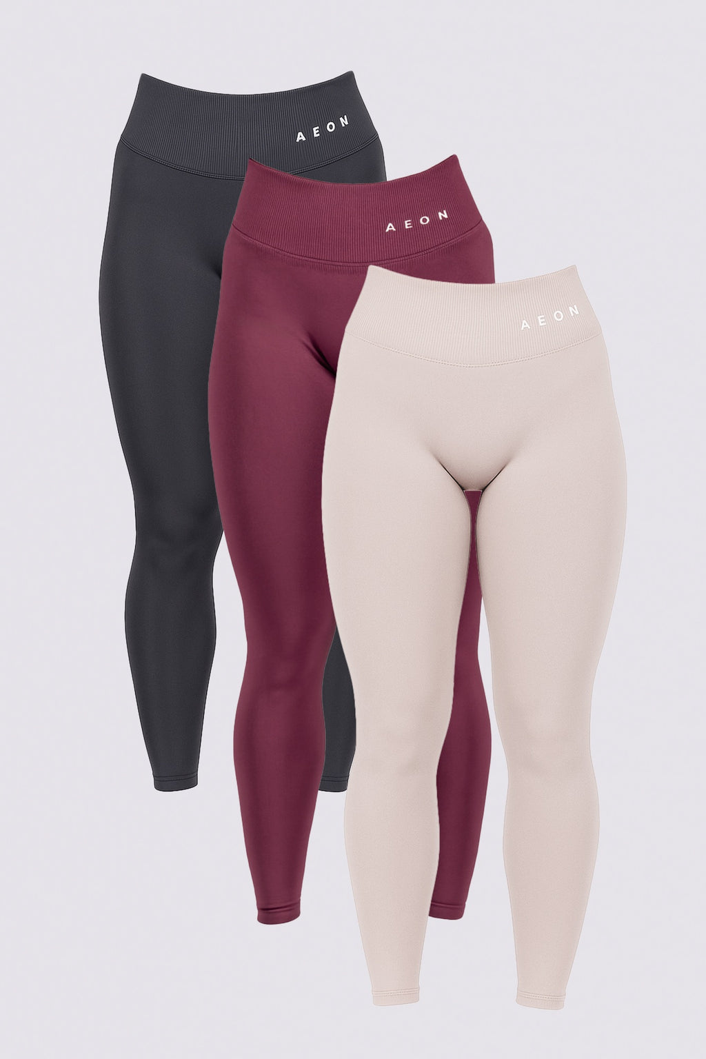 SIGNATURE SEAMLESS LEGGINGS BUNDLE GRAPHITE BURGUNDY SAND (3-PIECES)