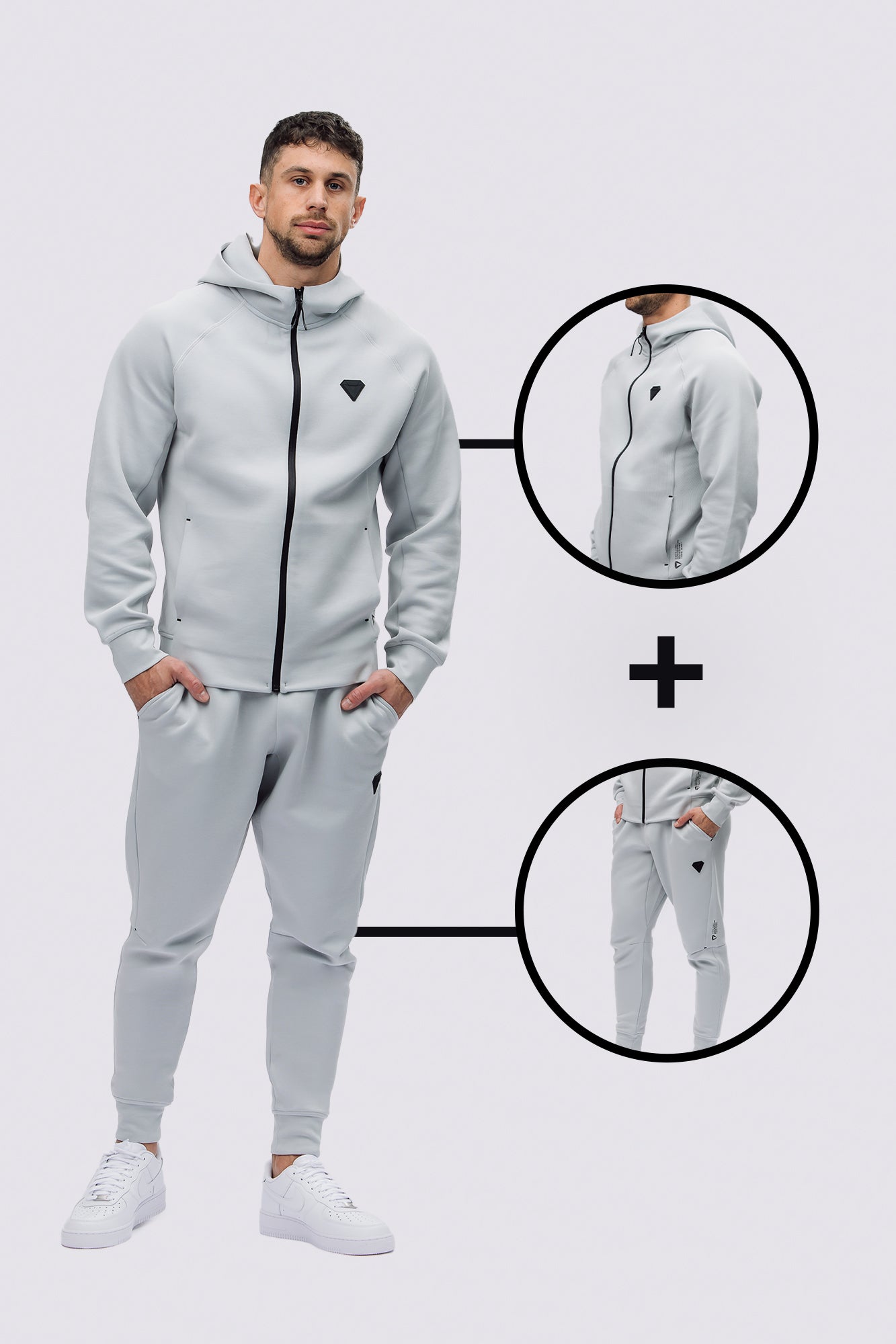 TECHFIT MENS TRACKSUIT BUNDLE - WOLF GREY (2-PIECE)