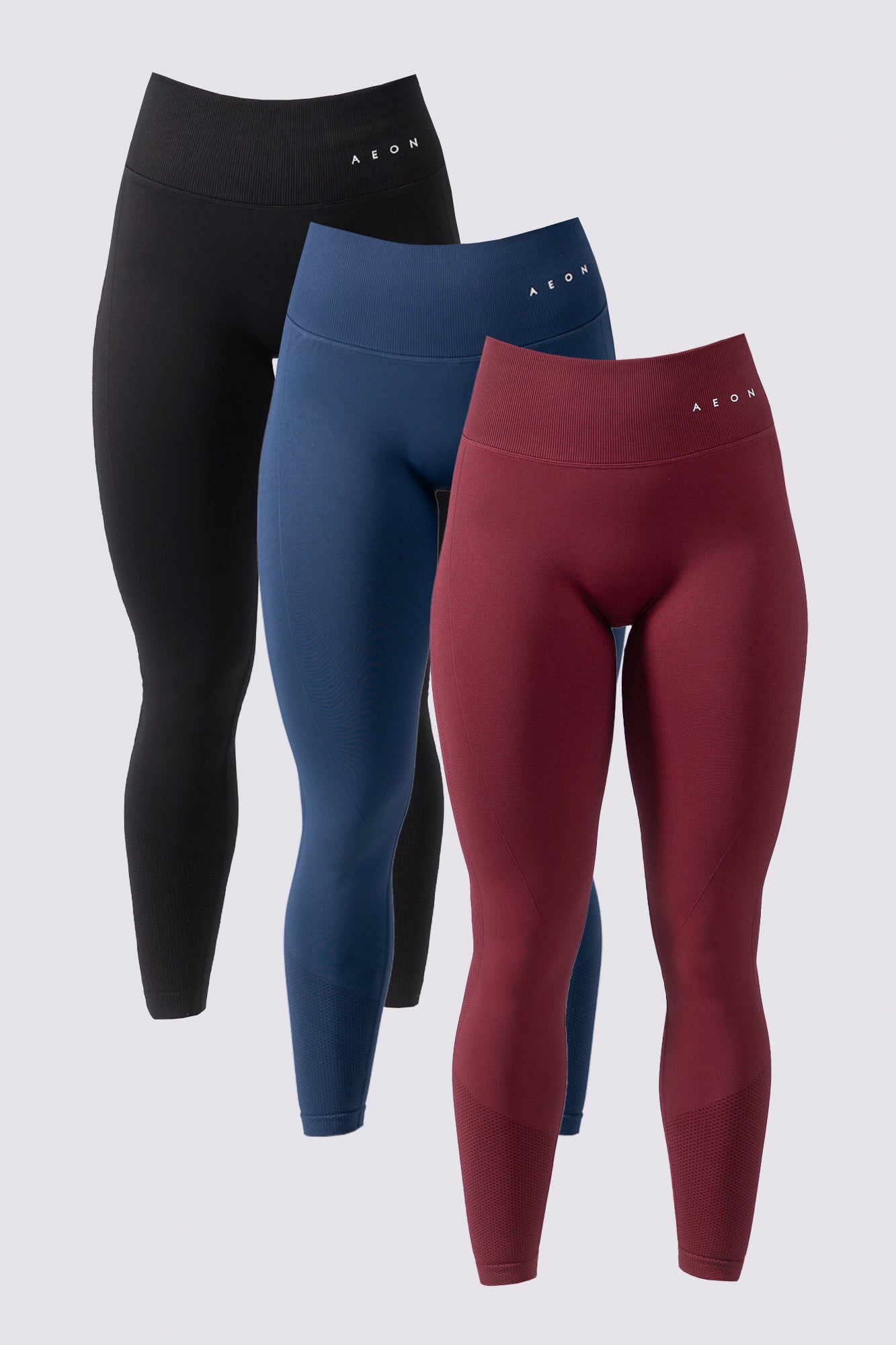 MOTION LEGGINGS BUNDLE - BLACK & NAVY BLUE & DARK CHERRY - Aeon Athletics