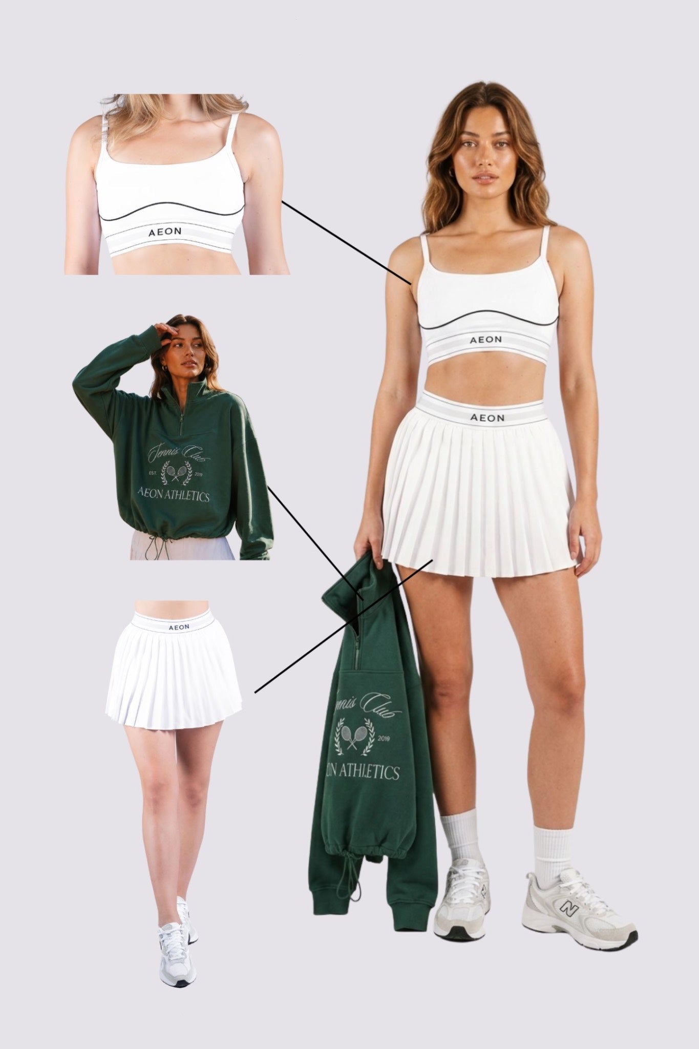TENNIS CLUB BUNDLE - WHITE/ELITE GREEN (3 - PIECE) - Aeon Athletics